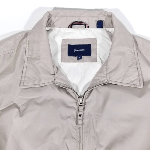 Faconnable Lightweight Cargo Windbreaker Zip Jacket Light Gray Modern Mens Large - Picture 3 of 10